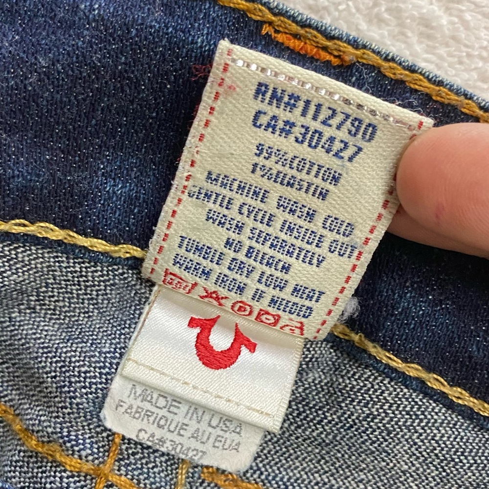 Vintage Y2K True Religion Heidi Dark Wash Ultra Low Rise  Flare Leg Jeans 25 - Picture 4 of 16